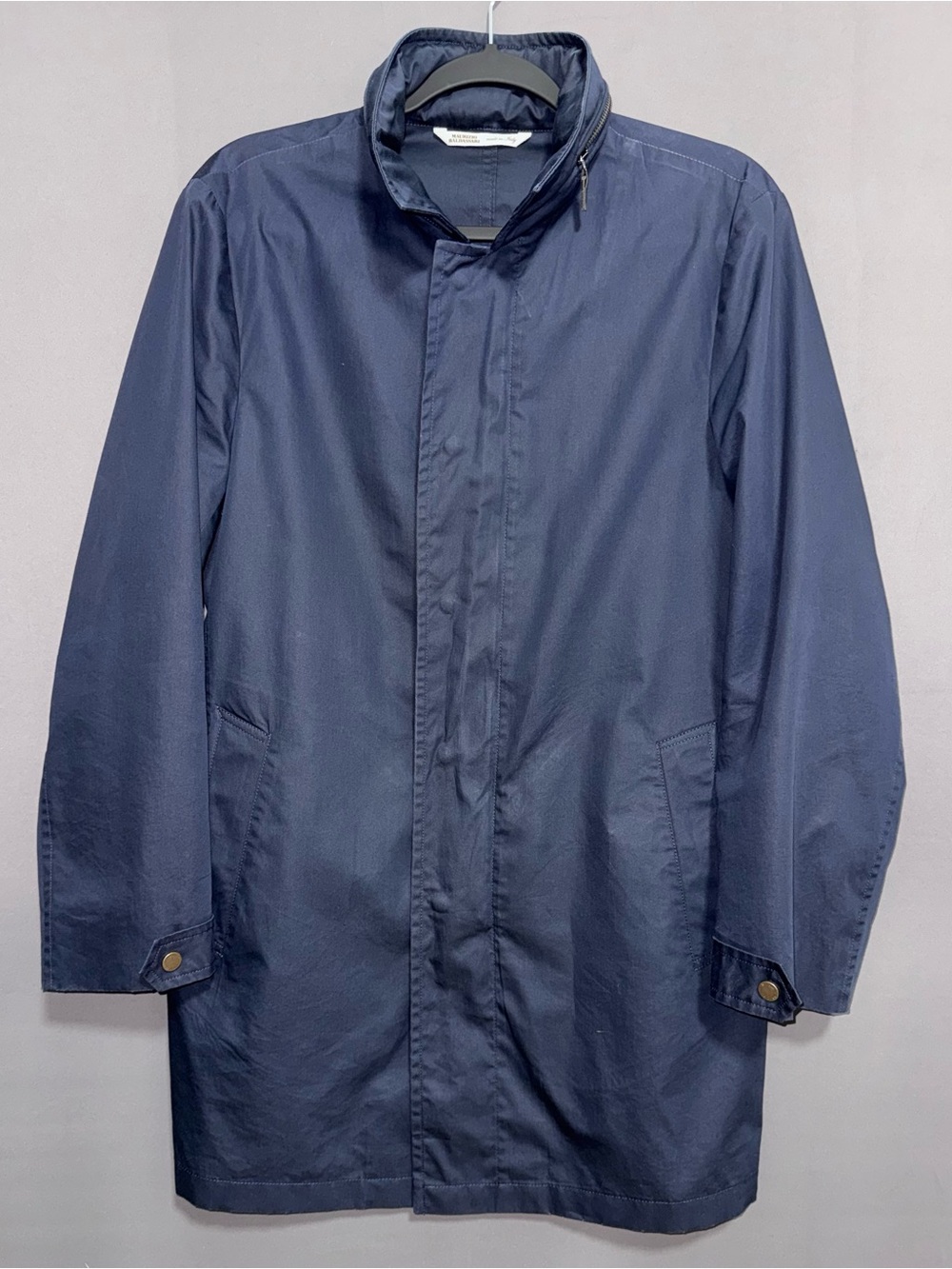 $1995 Maurizio Baldassari Brera Cotton Silk Hooded Coat - Navy Blue IT 48 / US M